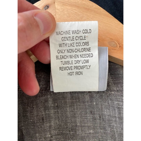 tsd Two Star Dog Size M Gray Button Up Linen Top - Picture 7 of 7